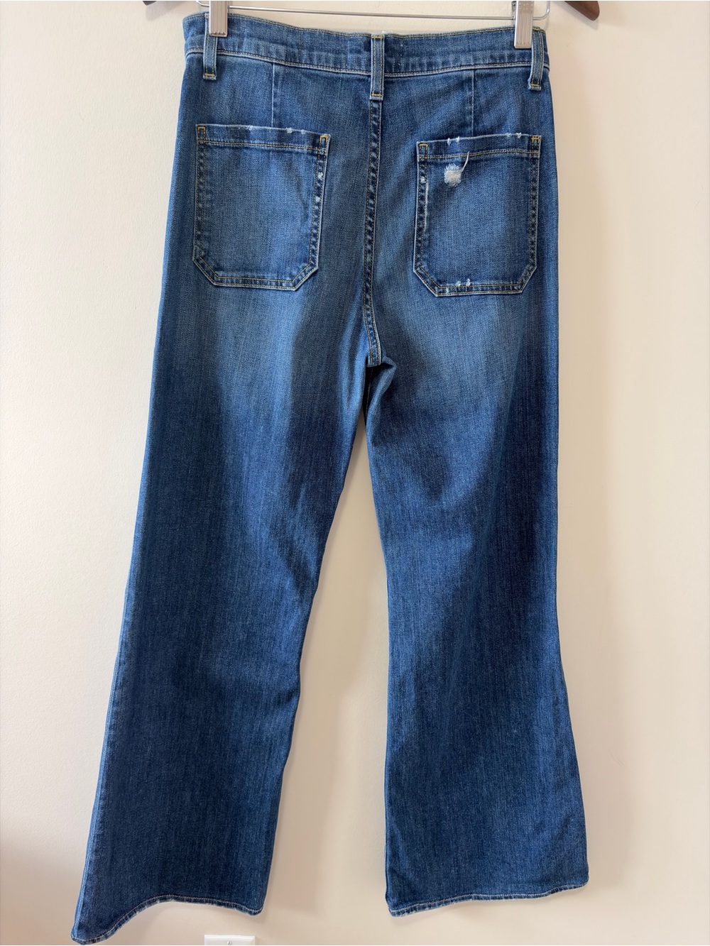 NILI LOTAN Florence Patch Pocket Flare Distressed Jeans Size 28 - Picture 7 of 15